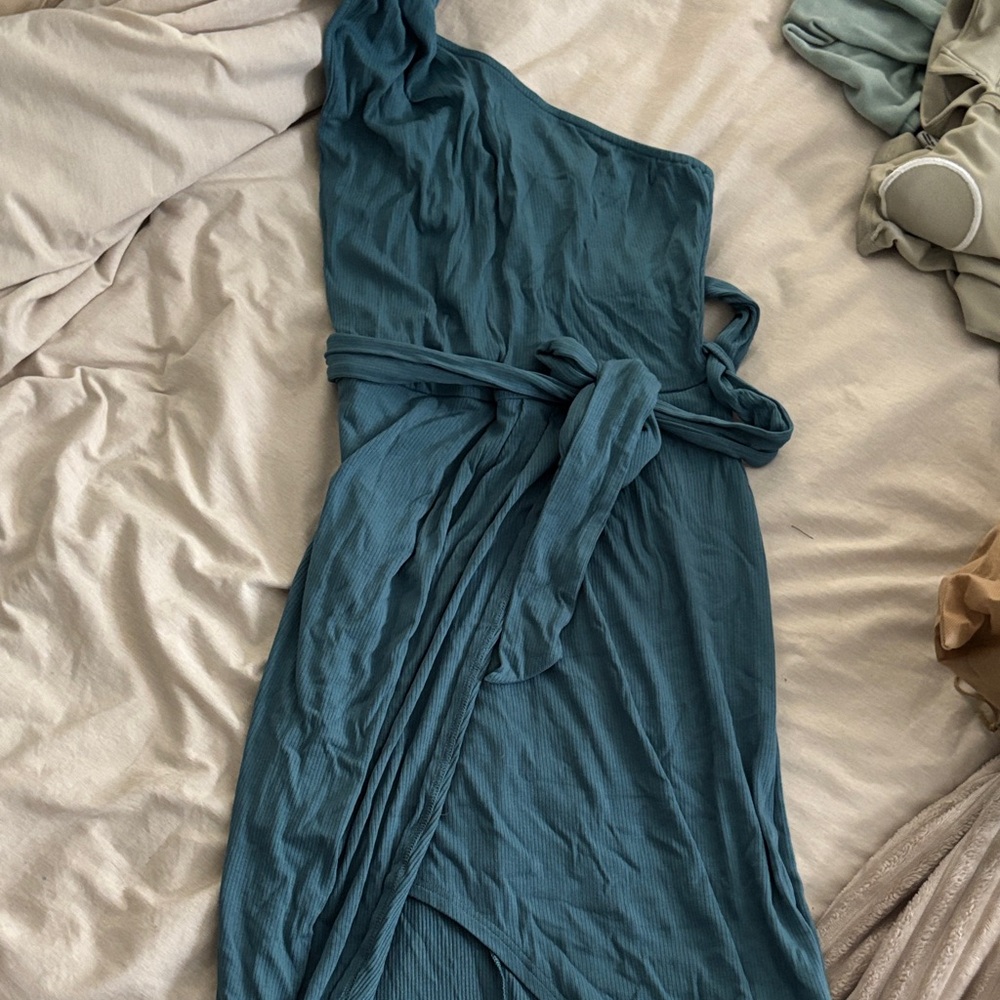 HALARA Teal One-Shoulder Dress